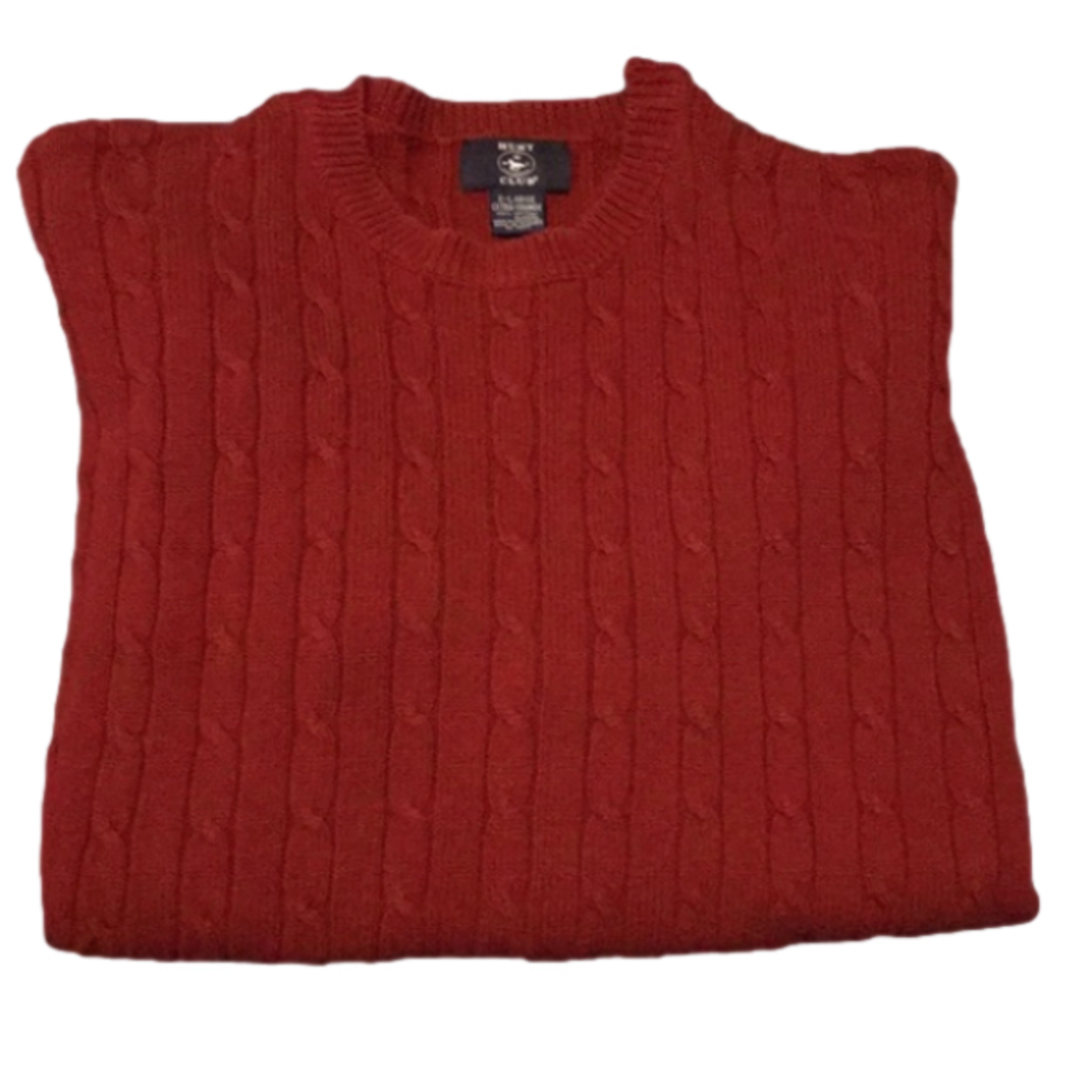 HUNT CLUB COLLECTION—VTG—Men’s Chunky Red Cable-Knit Crewneck Sweater—Size XL - Picture 3 of 12
